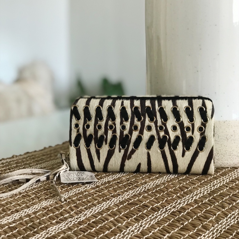 Free People Leather Zebra Print Wallet - NWT